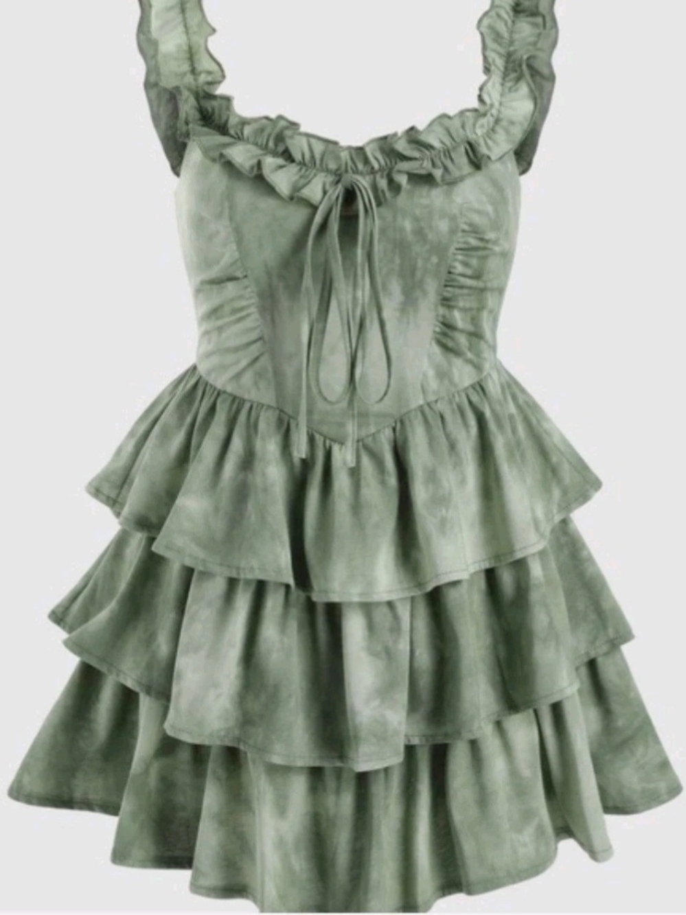 Tiered Ruffle Sundress in Sage Green Size Medium